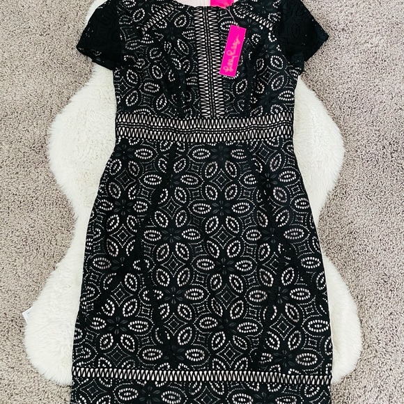 NWT Lilly Pulitzer Suzanne Shift Lace Dress in Onyx Black - Picture 3 of 7